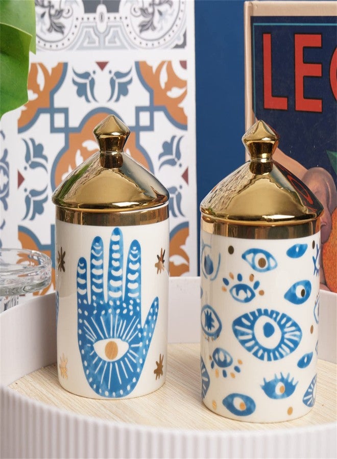 Beccalame وعاء شمع عطري على شكل عين كبيرة من بيكالام مع غطاء، كوب مكياج سيراميكي، حامل أعواد قطنية، زجاجة زينة منزلية، ديكور منزلي للمدفأة والمطبخ وغرفة الطعام وغرفة المعيشة، حامل شموع - Image 5