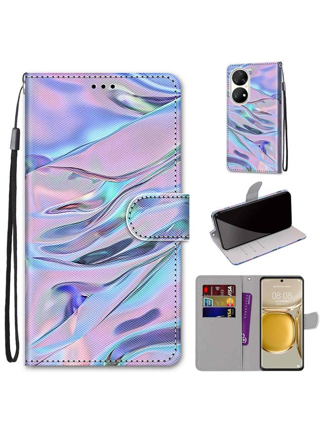 Zaboon Case For Huawei P50 Pro Coloured Drawing Cross Texture Horizontal Flip PU Leather Case with Holder & Card Slots & Wallet & Lanyard - Image 1