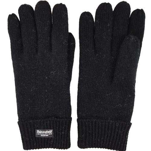 BRUCERIVER Men Pure Wool Knitted Gloves with Thinsulate Lining Size L/XL (Black) - Image 4