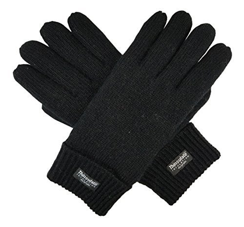 BRUCERIVER Men Pure Wool Knitted Gloves with Thinsulate Lining Size L/XL (Black) - Image 1