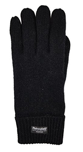 BRUCERIVER Men Pure Wool Knitted Gloves with Thinsulate Lining Size L/XL (Black) - Image 2