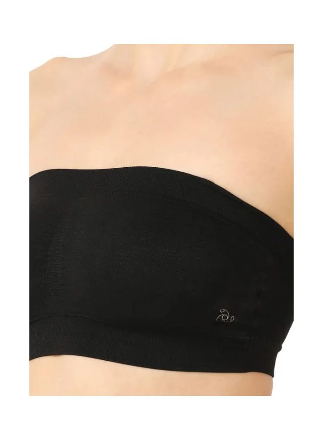 Jockey Black 1545 Women Wire free Padded Micro Touch Nylon Elastane Stretch Full Coverage Bandeau Bra with Removable Pads and Detachable Transparent Straps for Women | Best Price UAE
