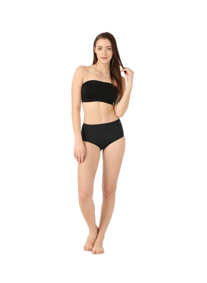 Jockey Black 1545 Women Wire free Padded Micro Touch Nylon Elastane Stretch Full Coverage Bandeau Bra with Removable Pads and Detachable Transparent Straps for Women | Best Price UAE