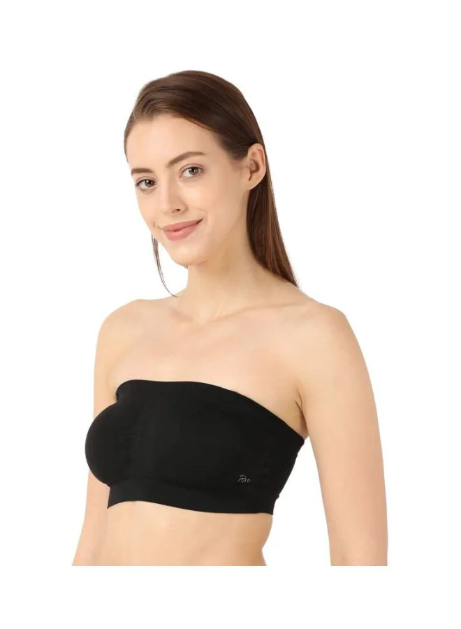 Jockey Black 1545 Women Wire free Padded Micro Touch Nylon Elastane Stretch Full Coverage Bandeau Bra with Removable Pads and Detachable Transparent Straps for Women | Best Price UAE