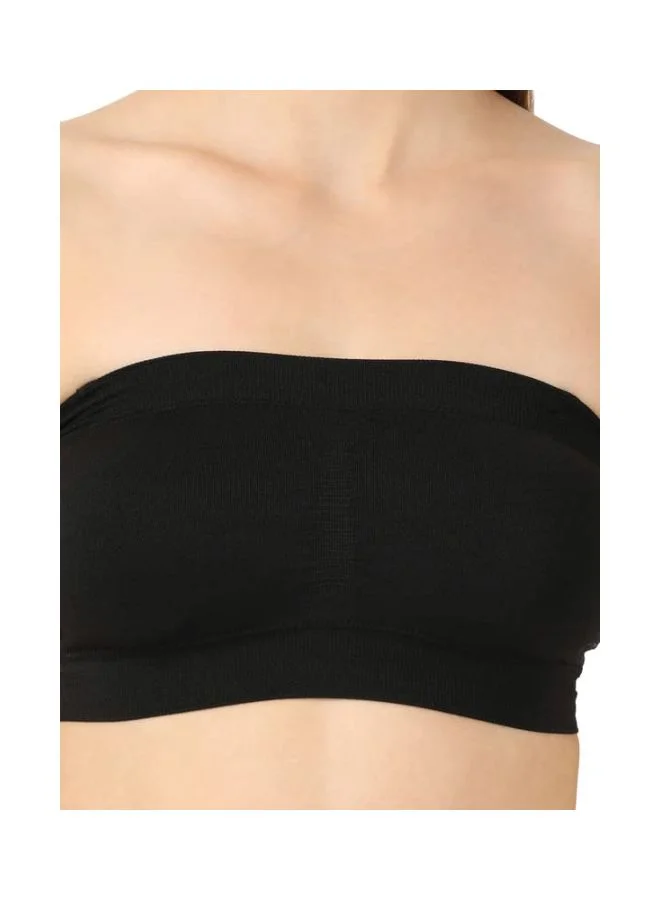 Jockey Black 1545 Women Wire free Padded Micro Touch Nylon Elastane Stretch Full Coverage Bandeau Bra with Removable Pads and Detachable Transparent Straps for Women | Best Price UAE