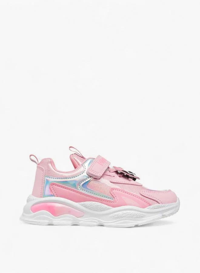 Disney Minnie Mouse Accent Light-Up Sneakers with Hook and Loop Closure
