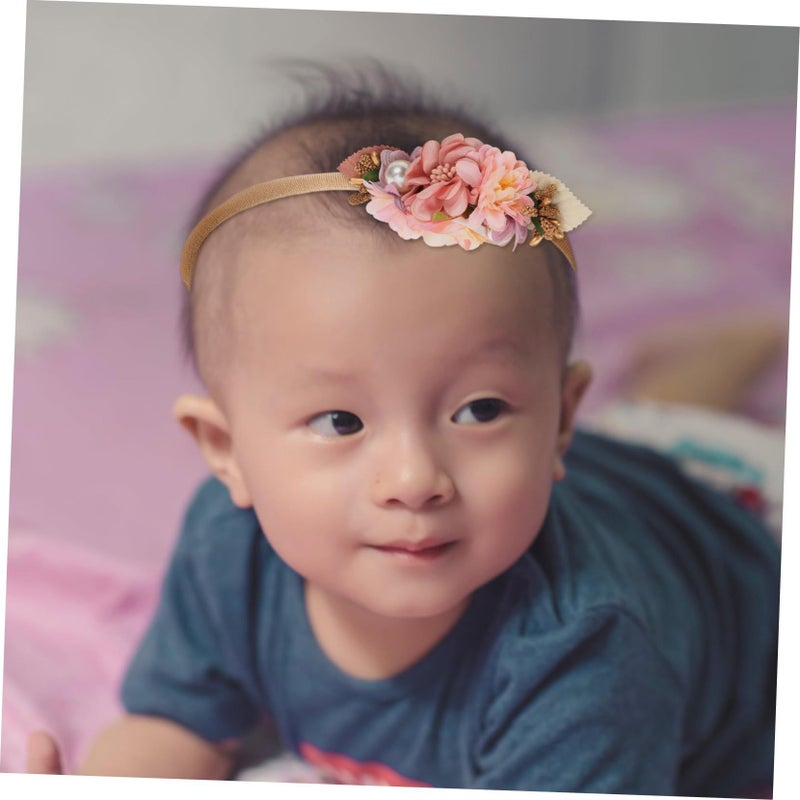 Floral Headband 2pcs Newborn Photo Hair Accessory for Boys Girls Birthday Daily - Image 3
