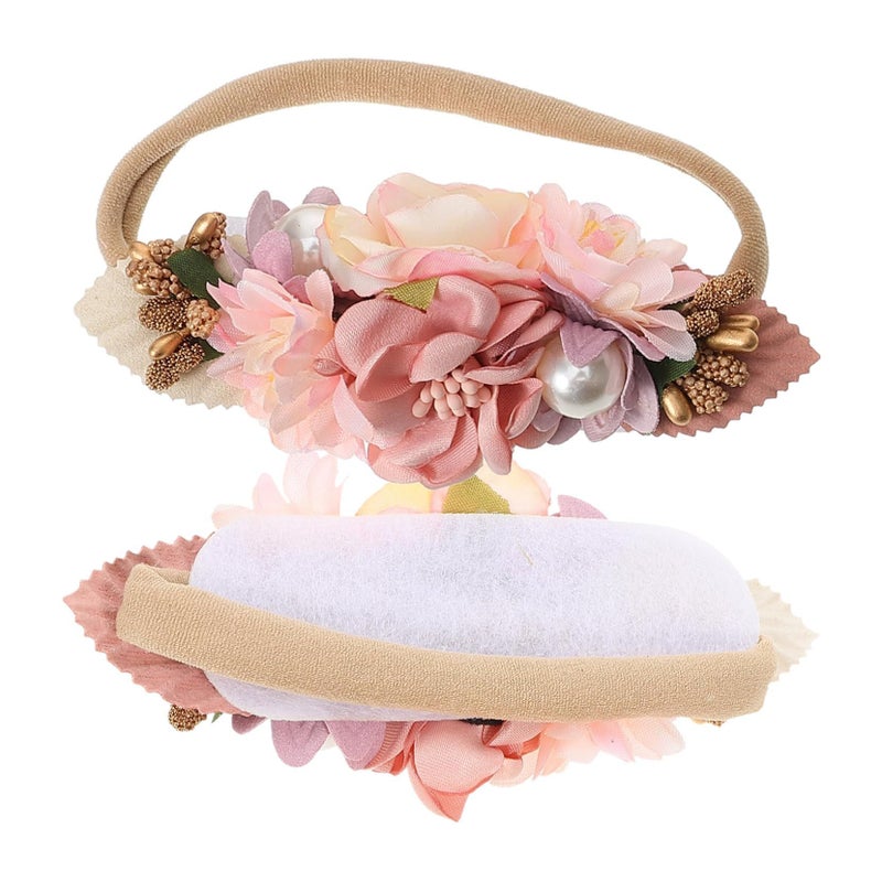 Floral Headband 2pcs Newborn Photo Hair Accessory for Boys Girls Birthday Daily - Image 2