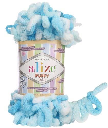 Alize Puffy Color Baby Blanket Yarn Lot of 4skn 400gr 39.3 yds 100% Micropolyester Soft Yarn Hand Knitting Yarn (5924) - Image 2