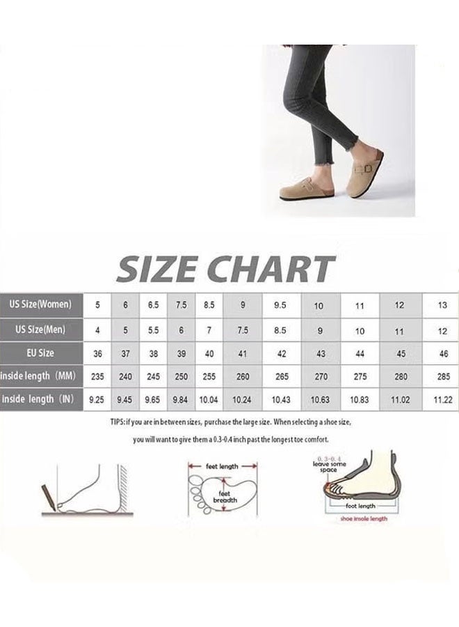 Ailily Unisex Suede Clogs, Premium Suede Leather Clogs Sandals For Women And Men, Anti-Slip Flat Mules, Classic Slip-On Closed Toe Slippers, Clogs With Arch Support And Adjustable Buckle, Casual Clogs For Indoors Outdoor Activities, ​​Brown​ Suede Mules With Buckle, Wide Feet Friendly Clogs for Work and Weekend Outings(size:43) - Image 5