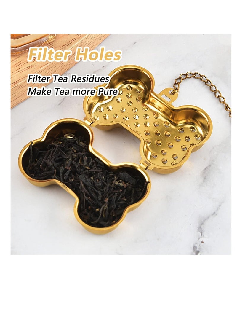 Generic - Gold Stainless Steel Loose Leaf Tea Infusers Set of 5 Reusable Tea Strainers with Chain Hook for Perfect Brewing - Image 1