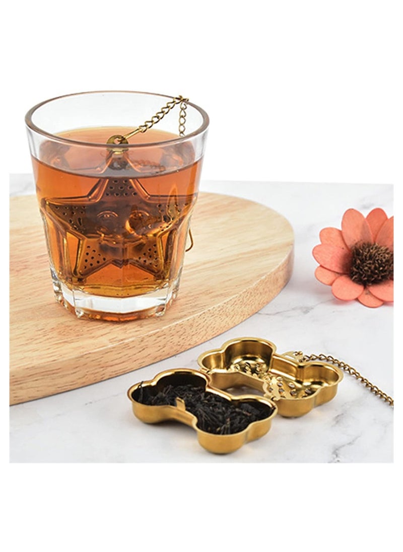 Generic - Gold Stainless Steel Loose Leaf Tea Infusers Set of 5 Reusable Tea Strainers with Chain Hook for Perfect Brewing - Image 1