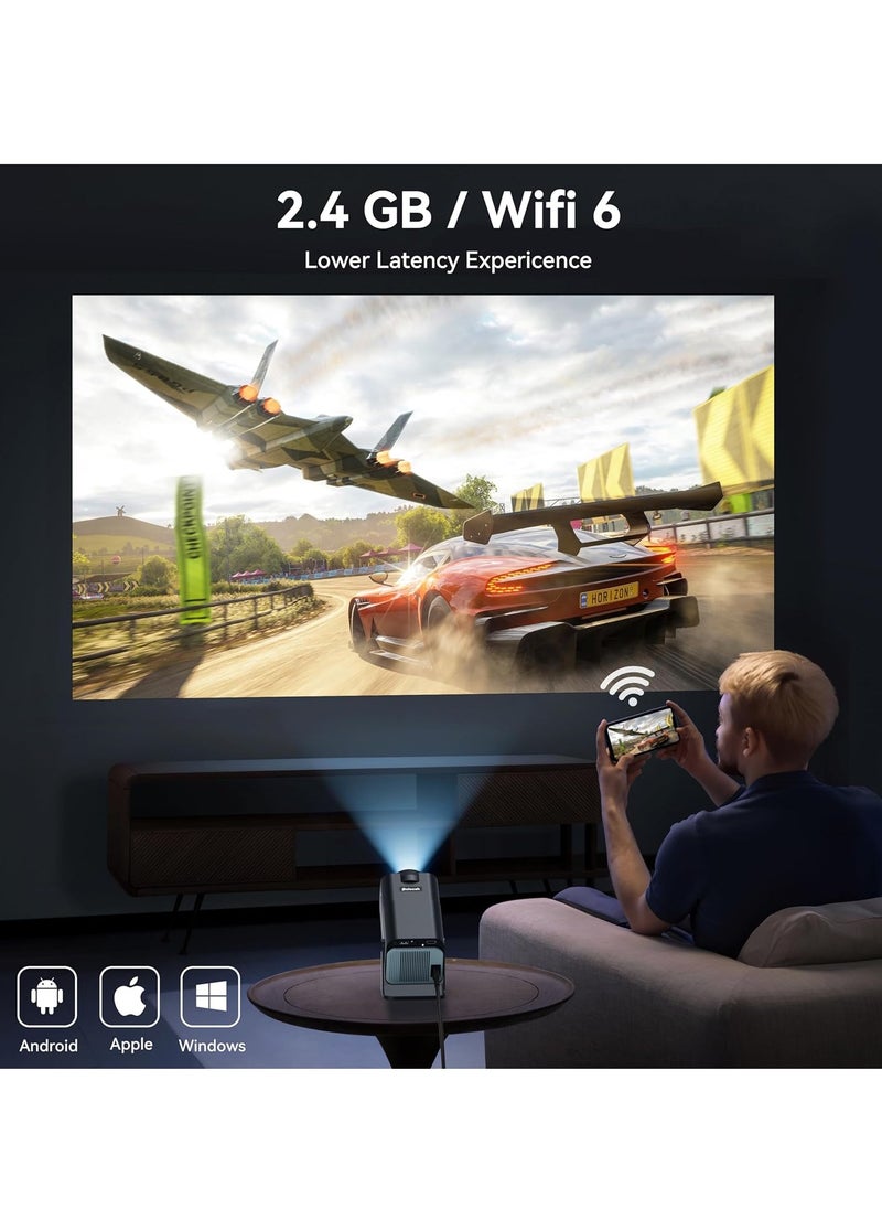 Mini Projector, Natvie 1080P Smart Projrctor Built-in Android TV 11.0, with Wifi and Bluetooth, Auto Keystone 4K Supported 10000 Lumens,180 Degree Rotation Short Throw Projector