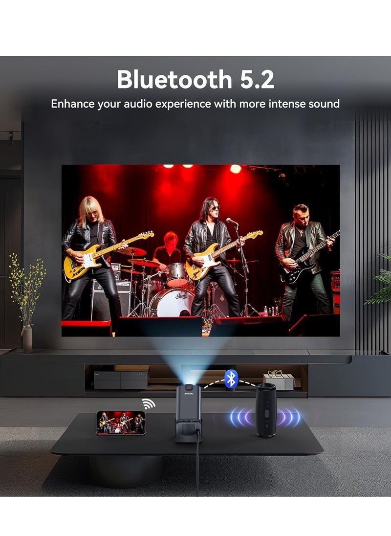 Mini Projector, Natvie 1080P Smart Projrctor Built-in Android TV 11.0, with Wifi and Bluetooth, Auto Keystone 4K Supported 10000 Lumens,180 Degree Rotation Short Throw Projector