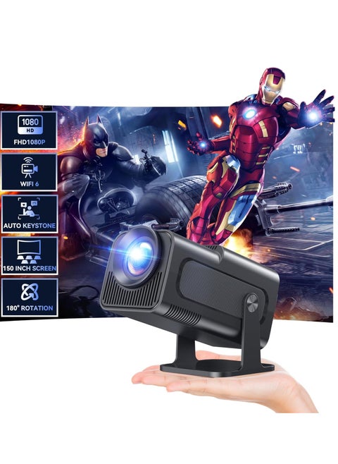 Mini Projector, Natvie 1080P Smart Projrctor Built-in Android TV 11.0, with Wifi and Bluetooth, Auto Keystone 4K Supported 10000 Lumens,180 Degree Rotation Short Throw Projector