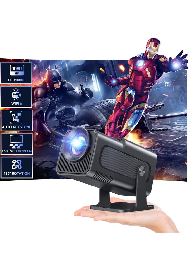 Mini Projector, Natvie 1080P Smart Projrctor Built-in Android TV 11.0, with Wifi and Bluetooth, Auto Keystone 4K Supported 10000 Lumens,180 Degree Rotation Short Throw Projector