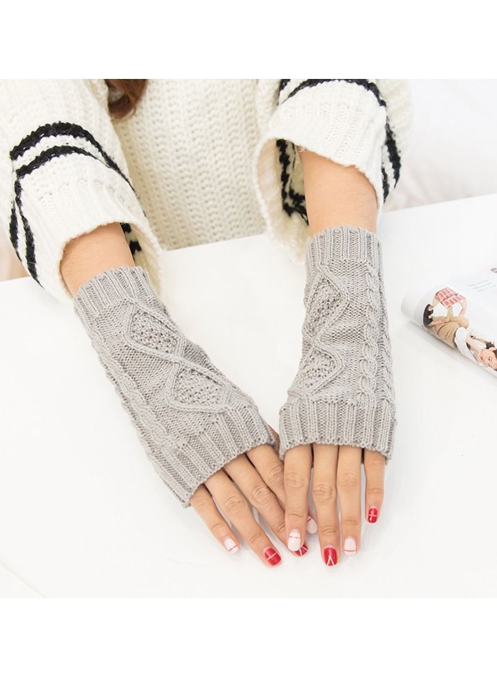 Loquat Fingerless Knitting Cotton Polyester Gloves Sleeves 
