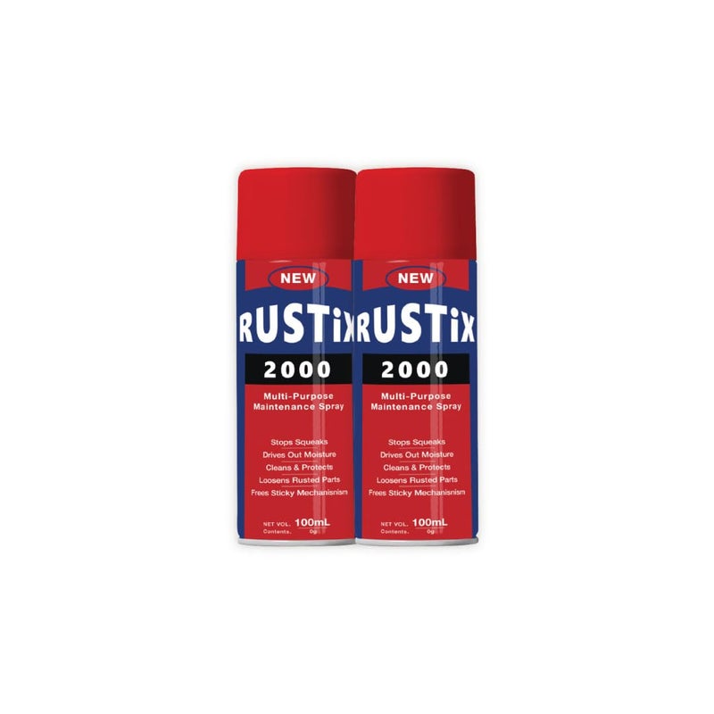 POLYFIX RUSTIX Multipurpose Rust Remover Aerosol Spray - Ideal for Metallic Surfaces, repair stuck Drawers, Lubricant for Door Hinges,Windows, bicycle chains, nuts and bolts - Pack of 2 (100ml each) - Image 1
