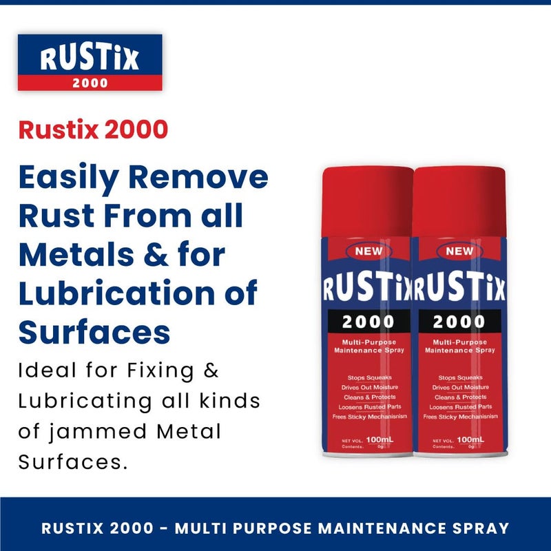 POLYFIX RUSTIX Multipurpose Rust Remover Aerosol Spray - Ideal for Metallic Surfaces, repair stuck Drawers, Lubricant for Door Hinges,Windows, bicycle chains, nuts and bolts - Pack of 2 (100ml each) - Image 5