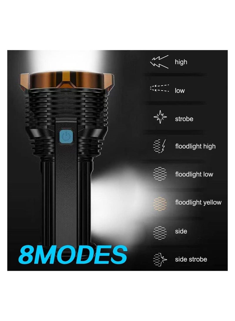 LED Rechargeable Flashlight, 8 Modes Bright Spotlight Lantern Flashlight, Rechargeable Waterproof  Camping Lamp, for Hurricane, Emergency, Survival Kits, Hiking, Home, USB Cable Included - Image 2