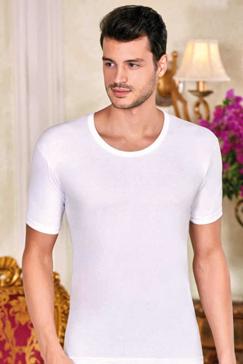 Berrak Clear 6 Pieces White Color Open Collar Undershirt 