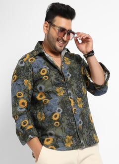 Instafab Plus Men's Multicolour Botanical Abstract Shirt  - Image 1
