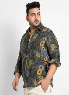 Instafab Plus Men's Multicolour Botanical Abstract Shirt  - Image 3