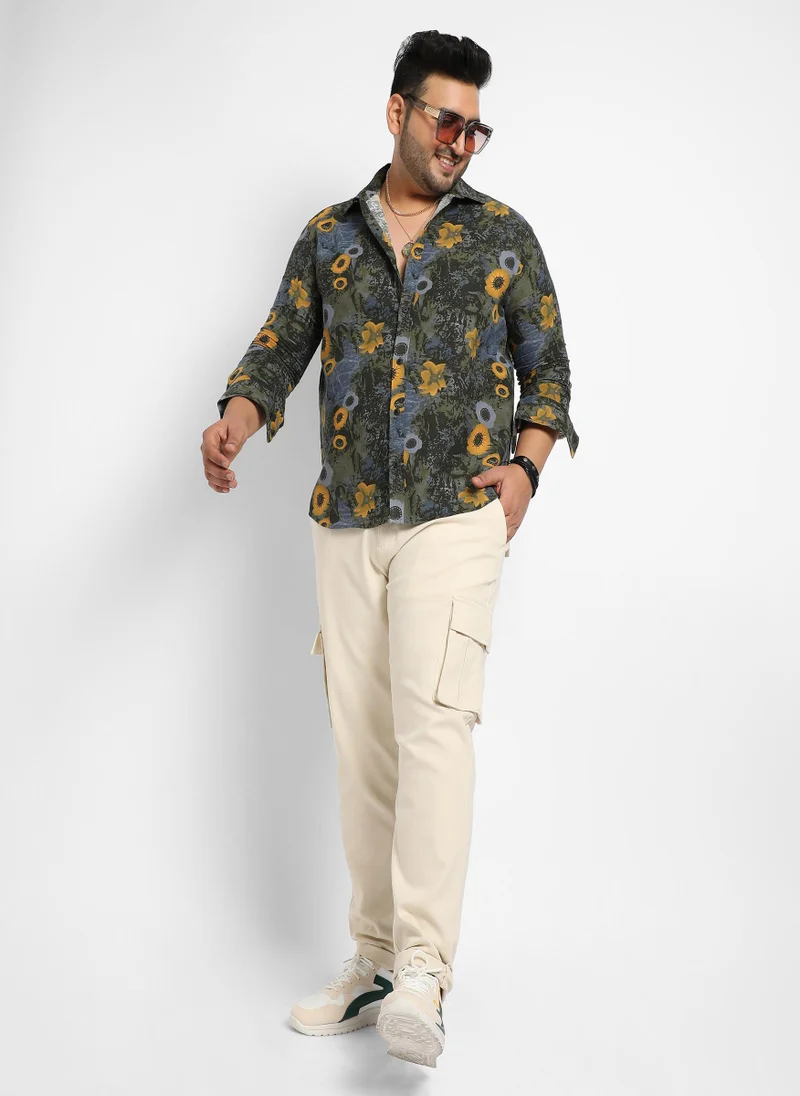 Instafab Plus Men's Multicolour Botanical Abstract Shirt