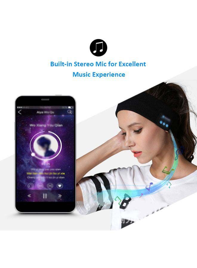 NIBEMINENT BT5.0 Knitted Headband Headwear Headphone Black - Image 3
