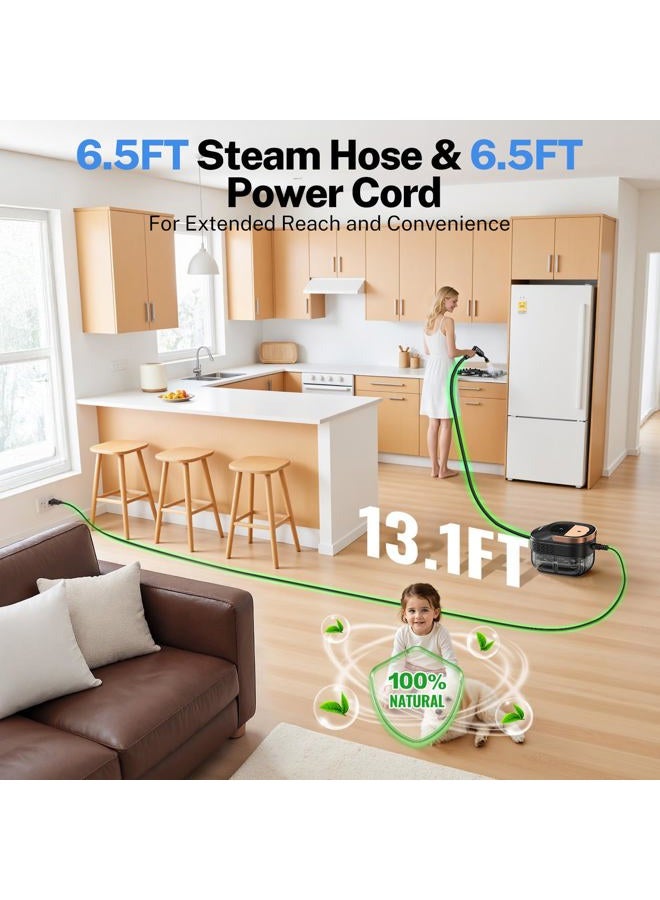 ODSD Steam Cleaner for Home & Car, 3-Level Adjustable Steamer for Cleaning, 15s Heat-Up & 1.6L Large Tank, Handheld Steam Cleaner for Car Detailing, Home, Tile, Grout,Furniture with 15pcs Accessories - Image 5