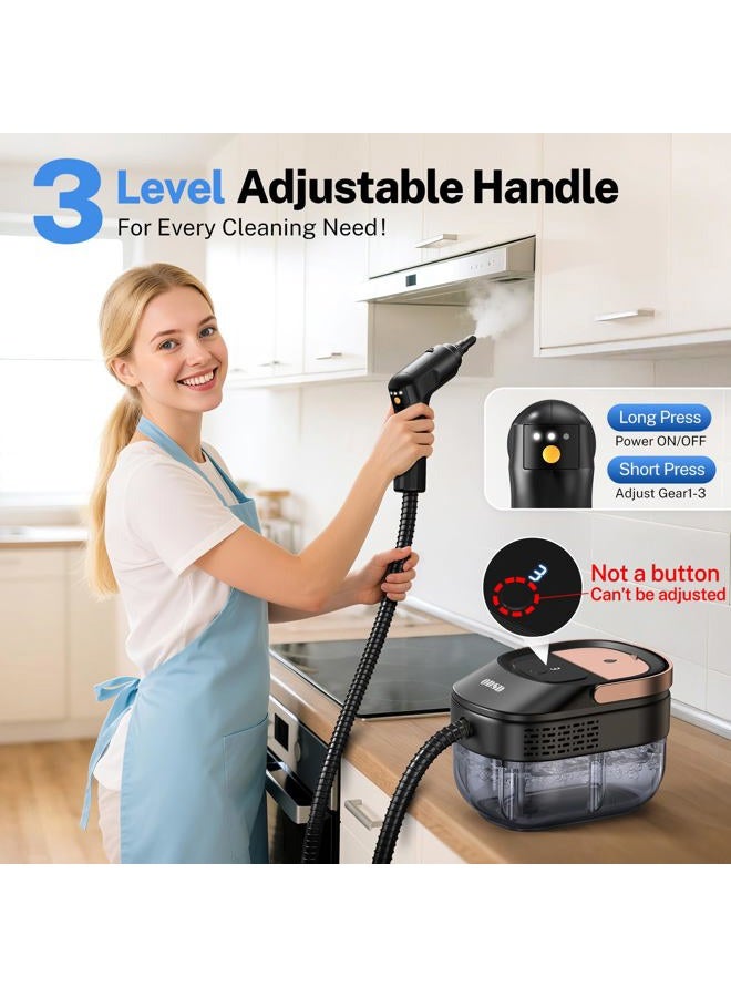 ODSD Steam Cleaner for Home & Car, 3-Level Adjustable Steamer for Cleaning, 15s Heat-Up & 1.6L Large Tank, Handheld Steam Cleaner for Car Detailing, Home, Tile, Grout,Furniture with 15pcs Accessories - Image 2