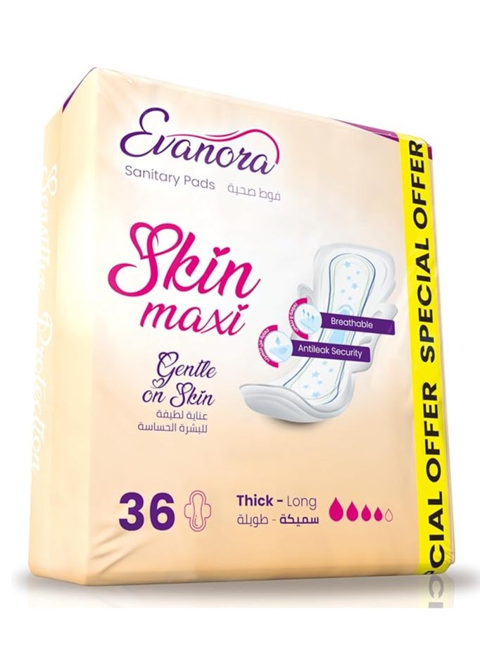 Evanora Sanitary Pads Skin Maxi 36 Count | Thick & Long | Gentle on Skin | Ultra Absorbent, Breathable & Anti-Leak Pads | Soft Feminine Hygiene Pads for Sensitive Skin - Image 3