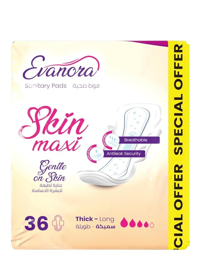 Evanora Sanitary Pads Skin Maxi 36 Count | Thick & Long | Gentle on Skin | Ultra Absorbent, Breathable & Anti-Leak Pads | Soft Feminine Hygiene Pads for Sensitive Skin - Image 2