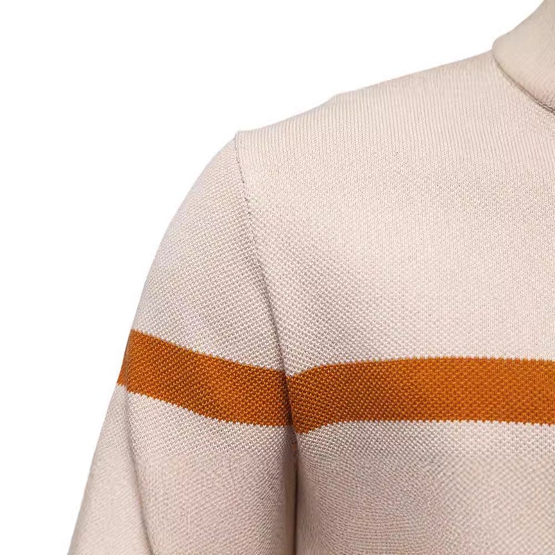 2024 autumn and winter new size cross-border collar men''s sweater half zipper color matching sweater quality foreign trade men''s clothing - Image 5