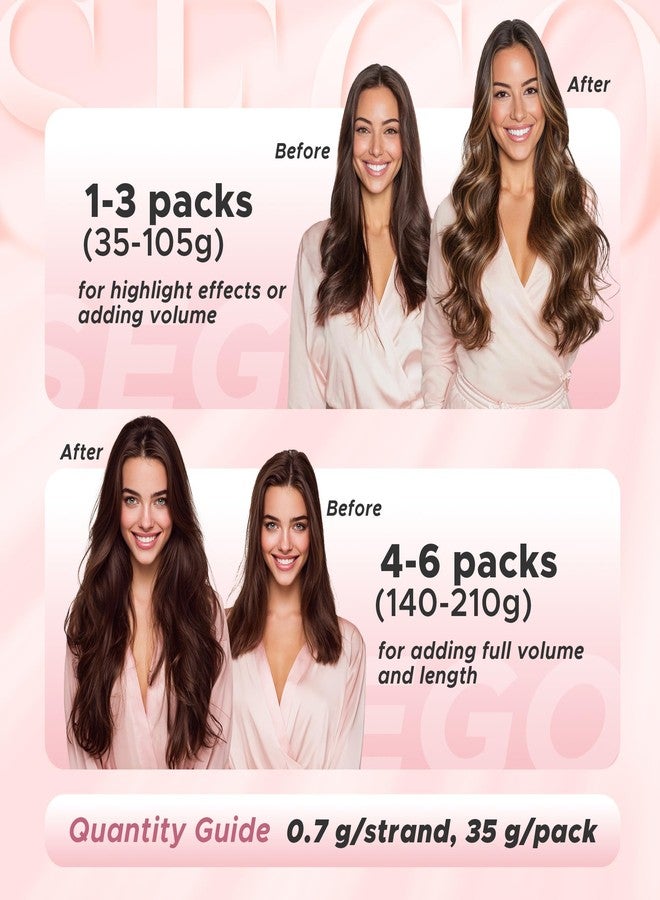SEGO Nano Tip Hair Extensions Human Hair, Nano Beads Balayage Seamless Highlight Pre-bonded Extensions for Women, 0.7g/strand, 50 strands 35g/pack -16 Inch#12RP613R Golden Brown&Bleach Blonde - Image 5