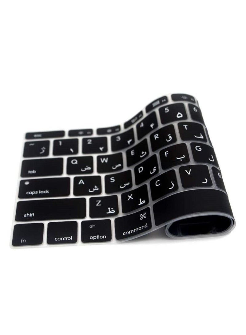 AMM US Layout Persian/English Keyboard Cover Compatible with MacBook 12 inch with Retina Display Model: A1534, Release 2017, 2016, 2015, And Compatible with MacBook Pro 13 inch Model: A1708 Without Touch Bar, Release 2017,2016, Black - Image 5