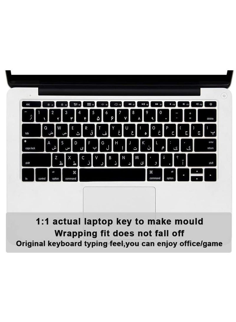 AMM US Layout Persian/English Keyboard Cover Compatible with MacBook 12 inch with Retina Display Model: A1534, Release 2017, 2016, 2015, And Compatible with MacBook Pro 13 inch Model: A1708 Without Touch Bar, Release 2017,2016, Black - Image 2