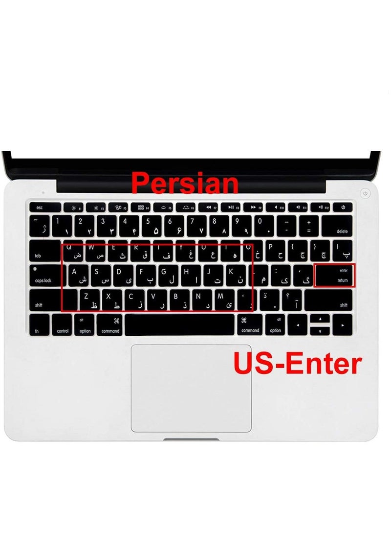 AMM US Layout Persian/English Keyboard Cover Compatible with MacBook 12 inch with Retina Display Model: A1534, Release 2017, 2016, 2015, And Compatible with MacBook Pro 13 inch Model: A1708 Without Touch Bar, Release 2017,2016, Black - Image 3