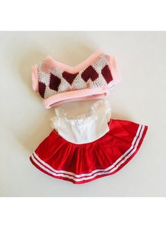 Attribute 20 Dressing Clothes Dressing Human Figure Replaceable Doll Plush 20cm Doll No Cm Cotton-Specifications:Pink Love Vest + Jk Red Skirt-Color:Suitable For 20cm Cotton Dolls