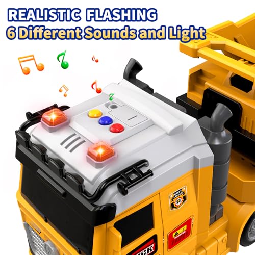 DWIRCTOYS Toddler Boy Toys for Ages 3 4 5 6 7 8 Years Old 25 Large Construction Carrier Truck Toy Excavator and Dump Truck Friction Powered Vehicle with Lights Sounds Birthday Gift for Boys Girls - Image 5