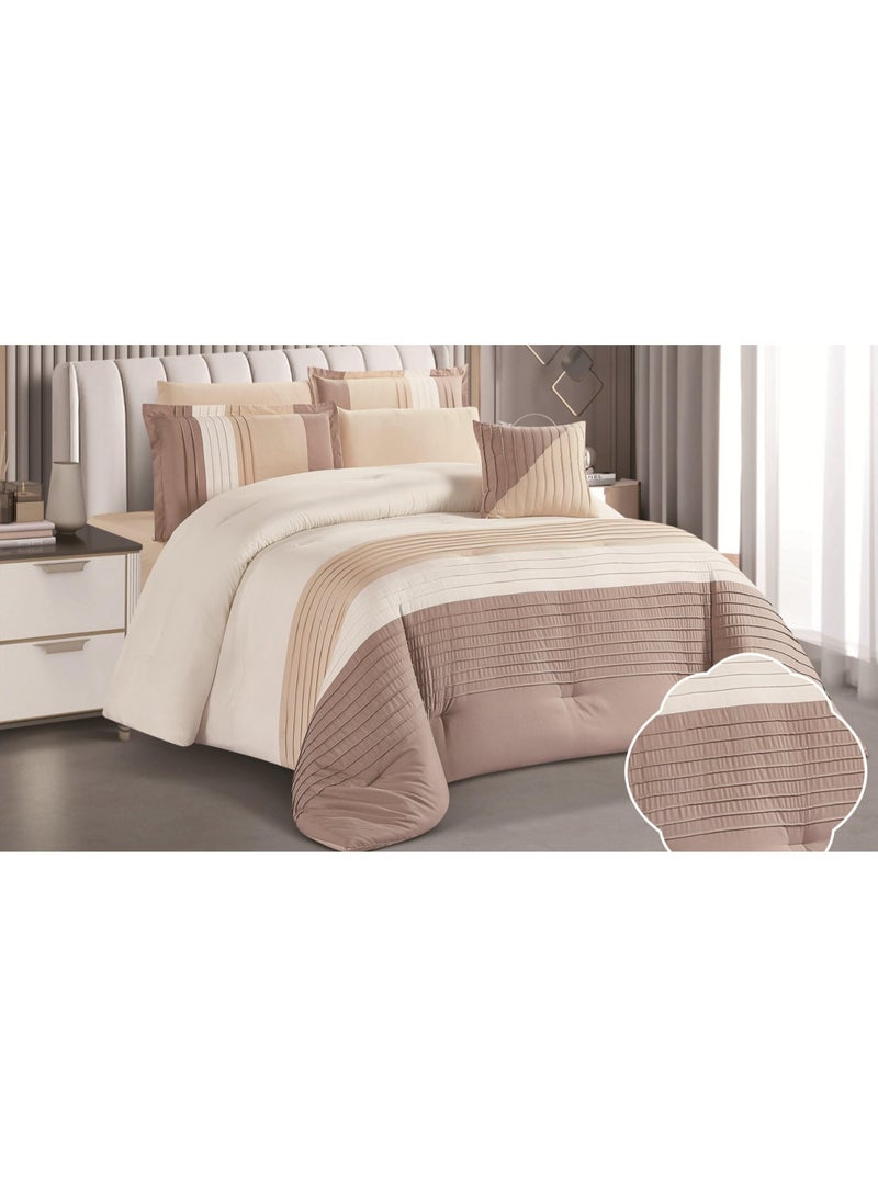 RedRoss *A double bed sheet with a modern striped design and embroidery that adds a touch of elegance, made of microfiber, size 240*260 cm - Image 1