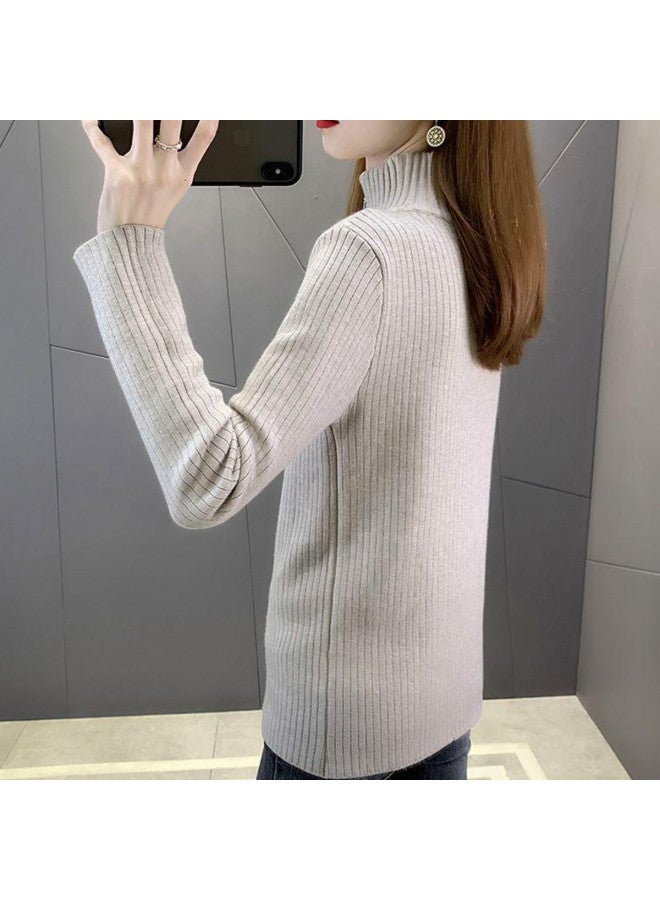 Modal Charming Half-Zip Thickened Integrated Fleece Semi-Turtleneck Base Shirt For Women, Versatile Layering Piece With High-End Feel, Fashionable Sweater For Outer Wear - Image 4