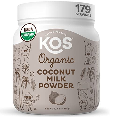 KOS Organic Coconut Milk Powder, USDA Certified Organic - 0g Sugar, MCT Plant Based Creamer for Coffee, Smoothies, Vegan, Keto, Paleo Friendly, Non-GMO, Gluten or Dairy- 12.6oz, 179 Servings - Image 1