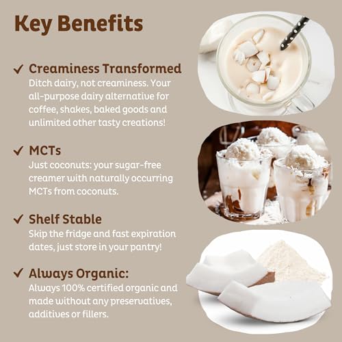 KOS Organic Coconut Milk Powder, USDA Certified Organic - 0g Sugar, MCT Plant Based Creamer for Coffee, Smoothies, Vegan, Keto, Paleo Friendly, Non-GMO, Gluten or Dairy- 12.6oz, 179 Servings - Image 3