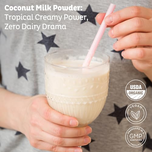 KOS Organic Coconut Milk Powder, USDA Certified Organic - 0g Sugar, MCT Plant Based Creamer for Coffee, Smoothies, Vegan, Keto, Paleo Friendly, Non-GMO, Gluten or Dairy- 12.6oz, 179 Servings - Image 2