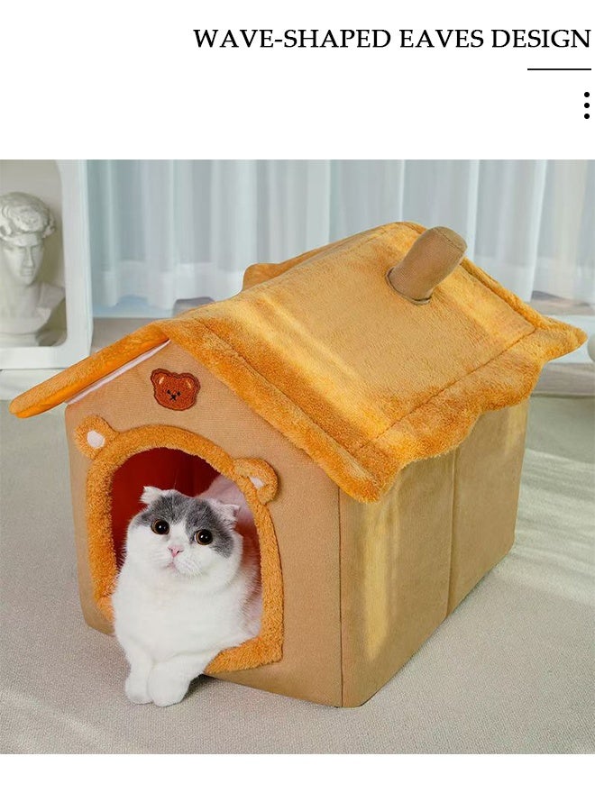 DUNISO Cat Beds for Indoor Cats, Fluffy Cat House Dog Bed with Removable Washable ,Cute Small Cat Cave Bed, Foldable Dog Tent Bed with Removable Cushion Pillow, Soft Warm Dog House Be for Kittens Puppy Small Dogs - Image 4