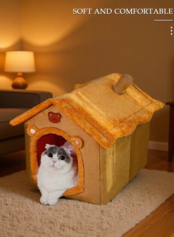 DUNISO Cat Beds for Indoor Cats, Fluffy Cat House Dog Bed with Removable Washable ,Cute Small Cat Cave Bed, Foldable Dog Tent Bed with Removable Cushion Pillow, Soft Warm Dog House Be for Kittens Puppy Small Dogs - Image 5