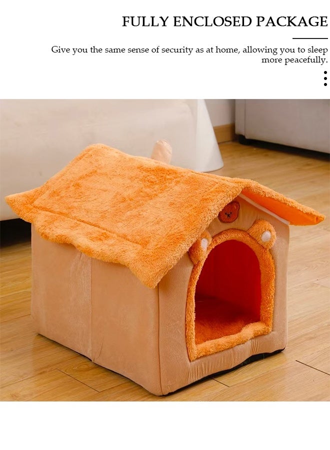 DUNISO Cat Beds for Indoor Cats, Fluffy Cat House Dog Bed with Removable Washable ,Cute Small Cat Cave Bed, Foldable Dog Tent Bed with Removable Cushion Pillow, Soft Warm Dog House Be for Kittens Puppy Small Dogs - Image 3