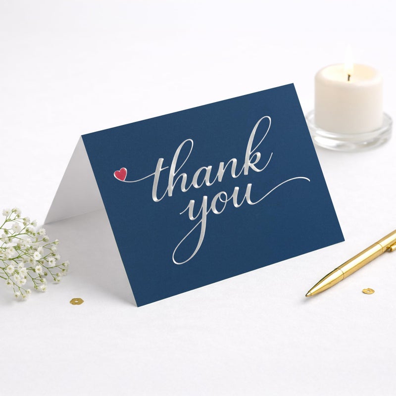 Cheerin 24 Pack Blue Thank You Cards With Envelopes Set - Elegant Silver Foil Thank You Notes for Wedding, Birthday and Business - Bulk Appreciation Cards 3x5 inch - Image 4