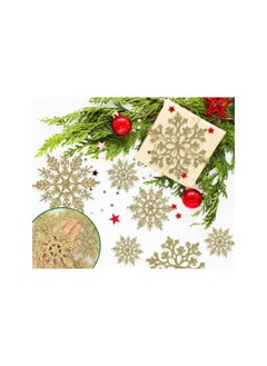 The Bros 36pcs Christmas Silver Snowflake Ornaments,Plastic Glitter Snow Flakes Ornaments for Winter Christmas Tree Decorations Size Varies Craft Snowflakes,Hanging Snowflake Ornament-Gold  - Image 4